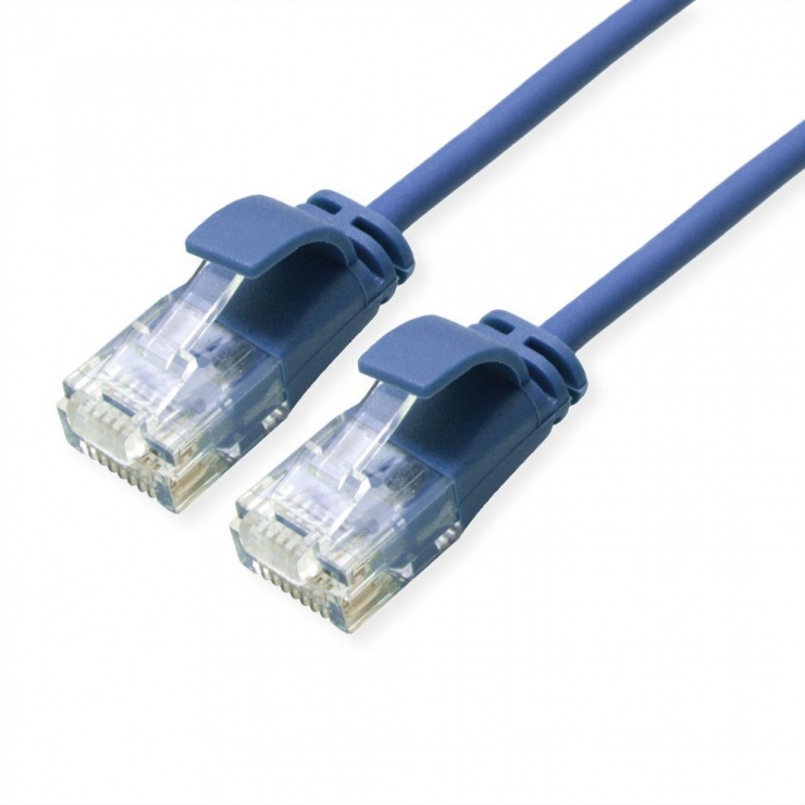 Cablu de retea RJ45 MYCON Slim UTP Cat.6A LSOH 0.5m Albastru, CON3942